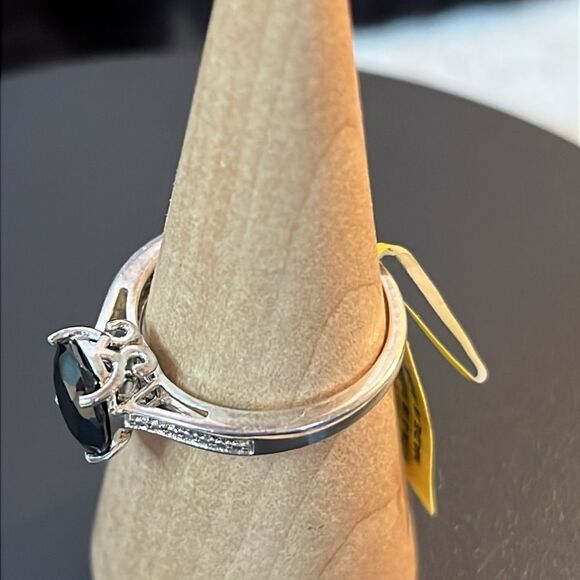 NWT Oval Cut Black Tourmaline Solitaire Ring Set in Sterling Silver size 10 - Picture 6 of 10